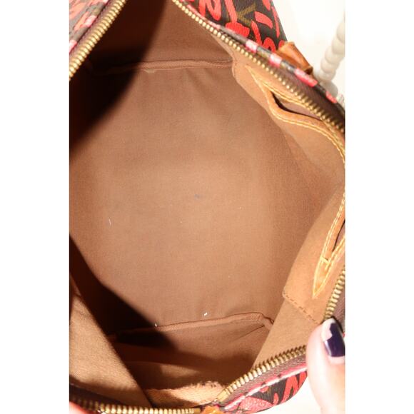 Louis Vuitton Leather Speedy30 Pink Graffiti Monogram Hand Bag Brown - Picture 6 of 13